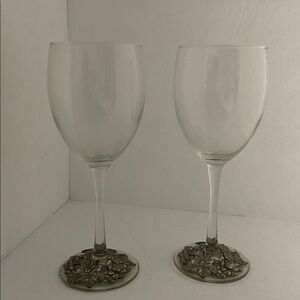 Vintage Arthur Court Silver Stemmed Wine Glasses Grape Pattern Never Used (2)